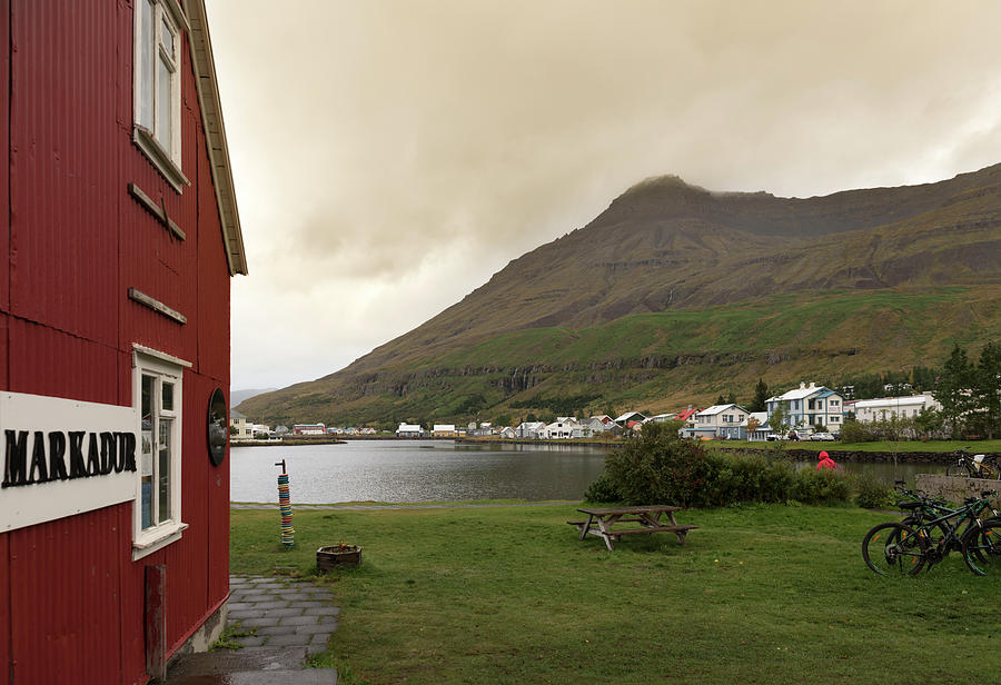 Red facade and fjord in Seydisfjordur Photograph by RicardMN Photography