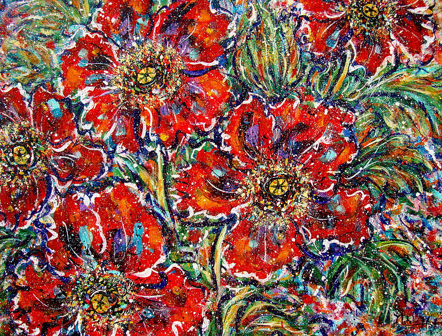 Red Fantasy Poppies Painting by Natalie Holland