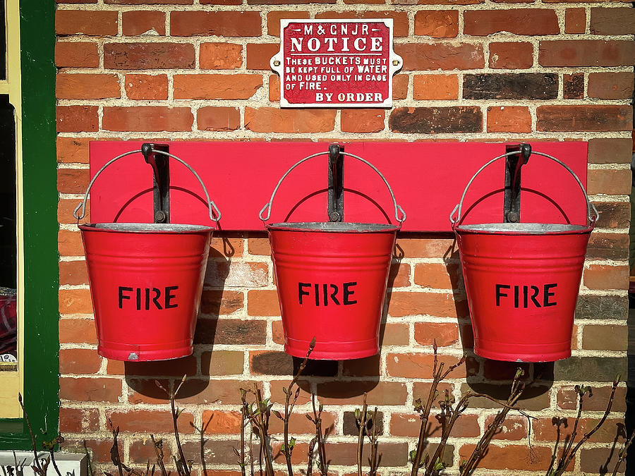 Red Fire Buckets Photograph by Gordon James