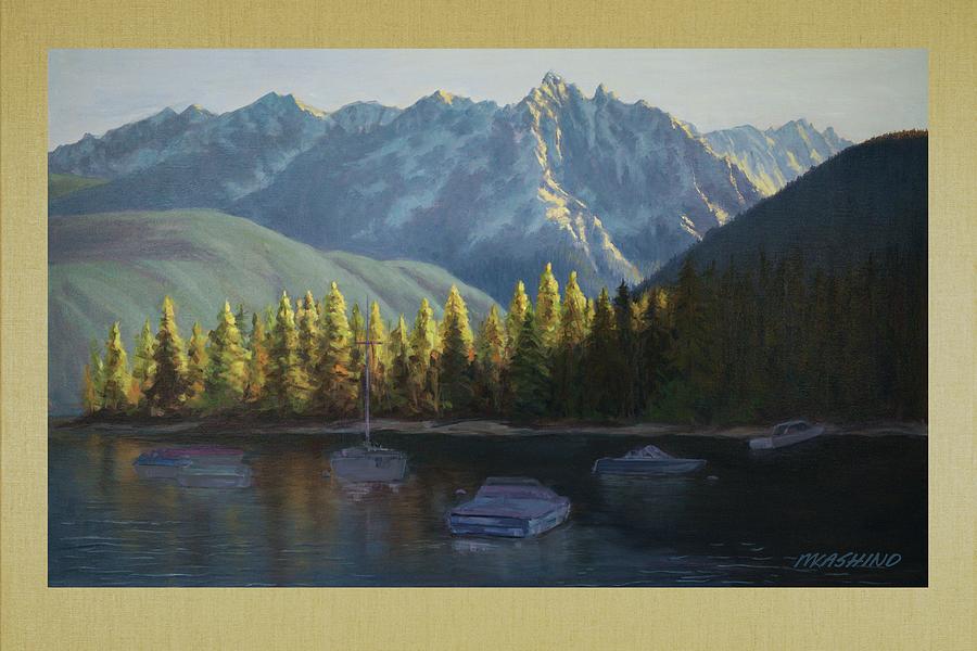 Red Fish Lake Sawtooth Mtns Painting by Mark Kashino