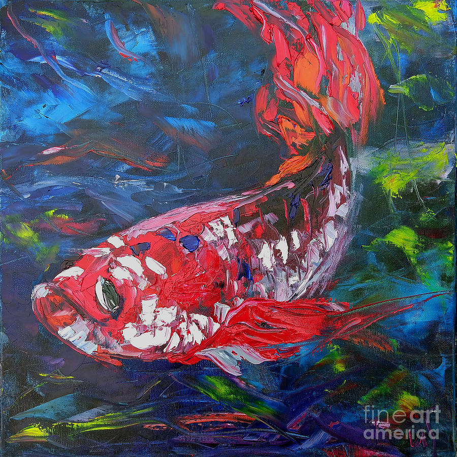 Red fish in deep water Painting by Olena Leus - Pixels