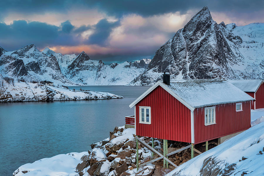 Red Fishing Cabin In Hamnoy Photograph