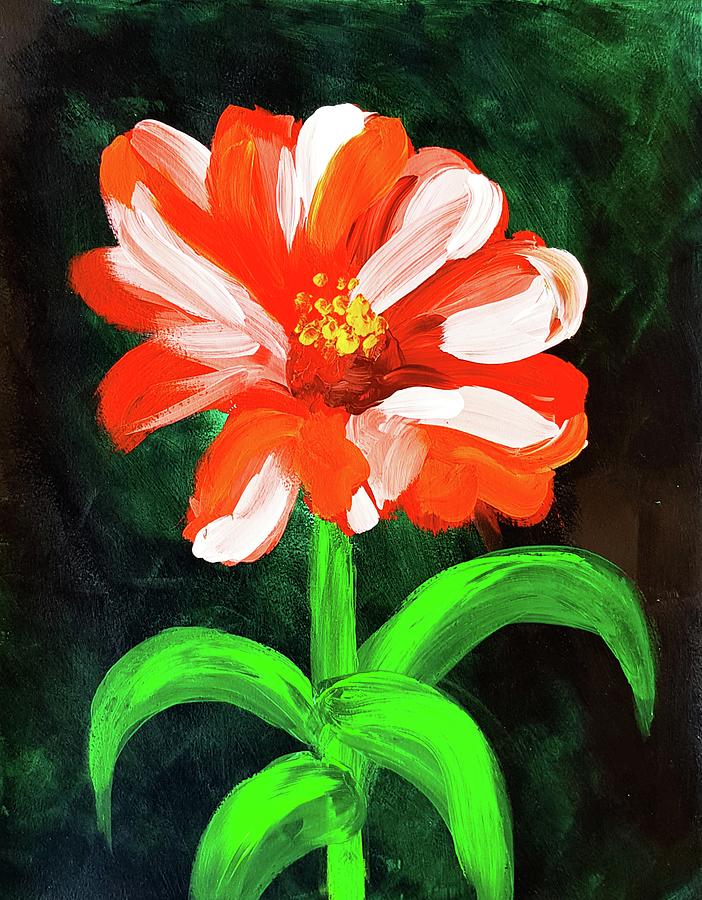 Red Flower Painting by Nicole Tang