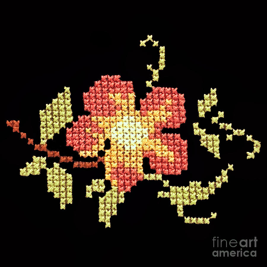 Red Flower Palestinian Embroidery Photograph by Munir Alawi
