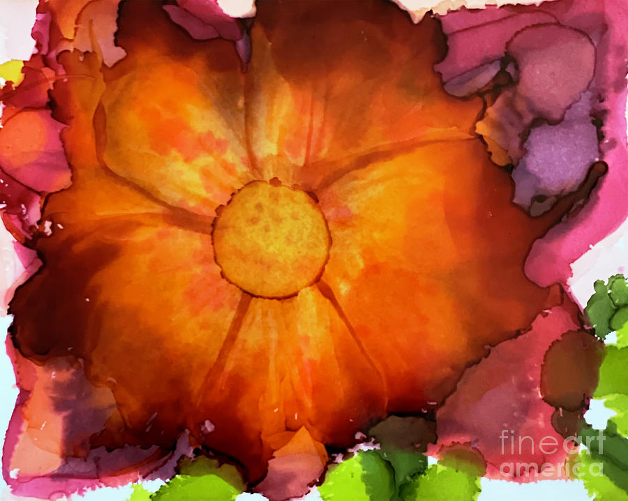 Red Flower Power Painting by Shelley Myers