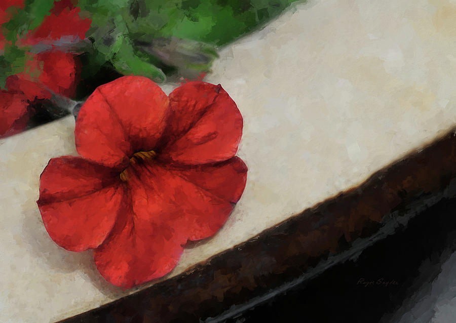 Red Flower Painting by Roger Snyder