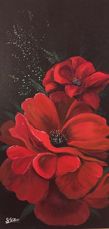 Rose Painting - Red Flower by Sanaa Aisami