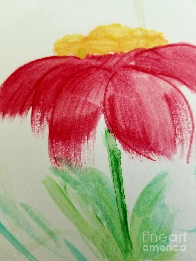 Red Flower With A Sunny Disposition Painting