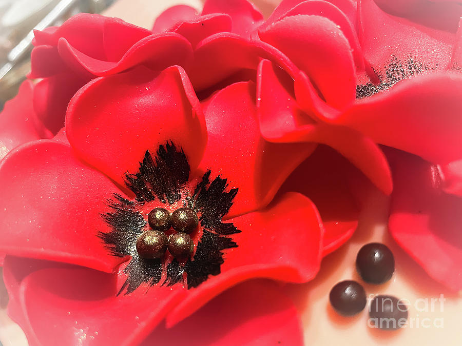 Red flowers cake decoration Photograph by Claudia M Photography