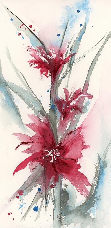 Red Flowers Painting by Dawn Derman Red Flowers Painting by Dawn Derman