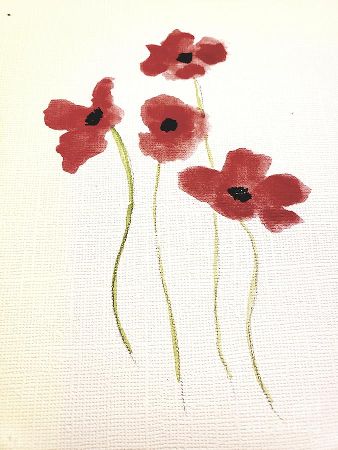 Red Flowers  Painting by Margaret Welsh Willowsilk