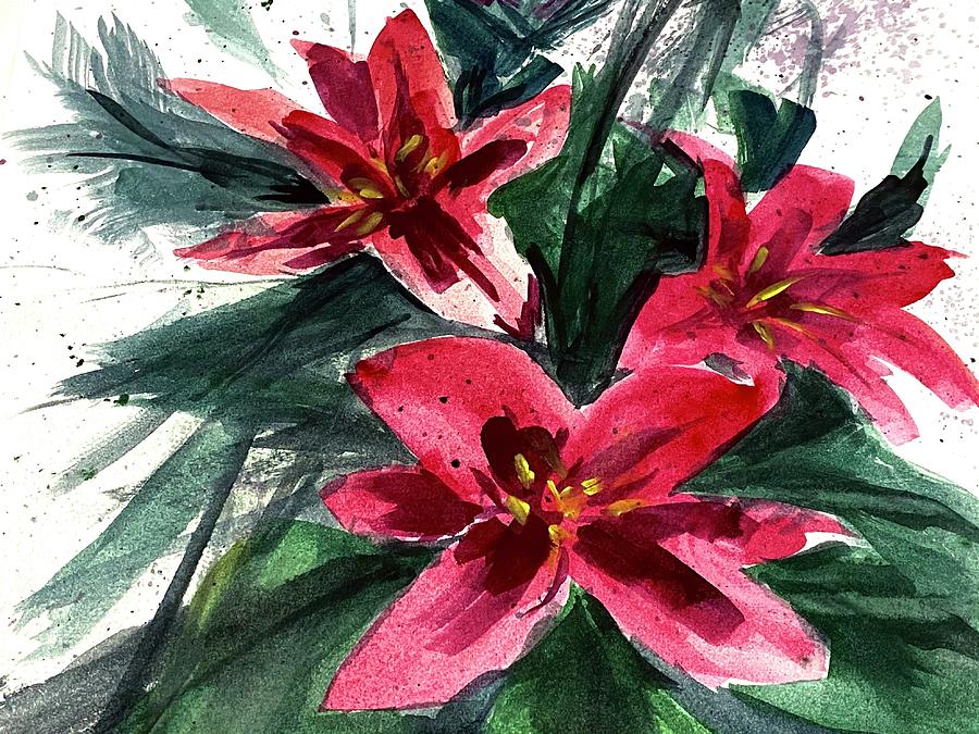 Red Flowers Painting by Masha Batkova