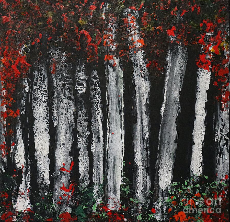 Red Forest Painting by Catori Canvas