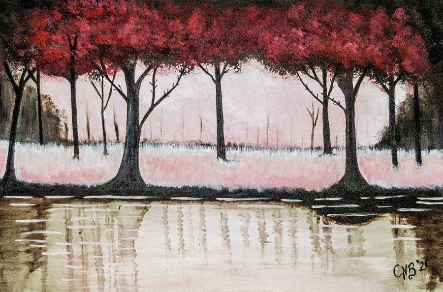 Red Forest Painting by Chiquita Howard-Bostic