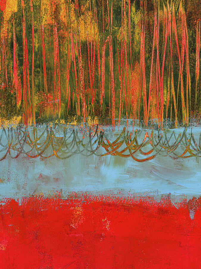 Red Forest Painting by Flo Karp
