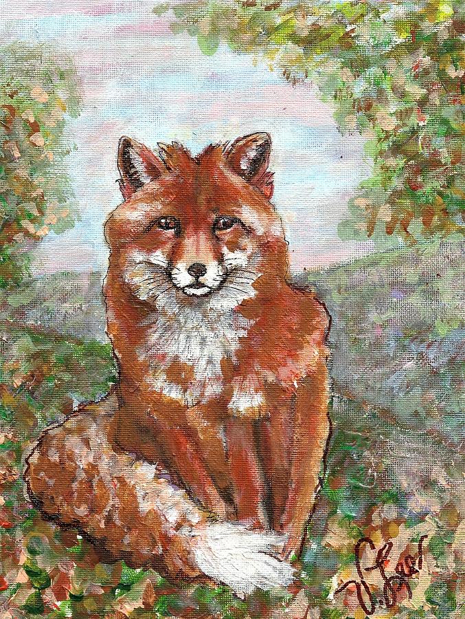Red Fox in Fall Painting by VLee Watson