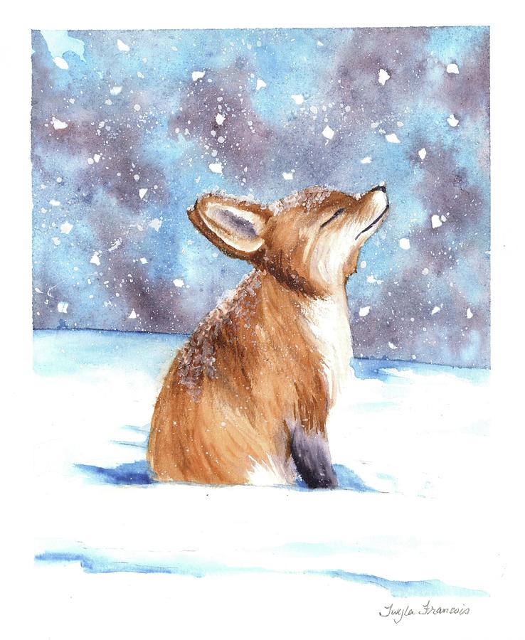 Red Fox in the Snow Painting by Twyla Francois