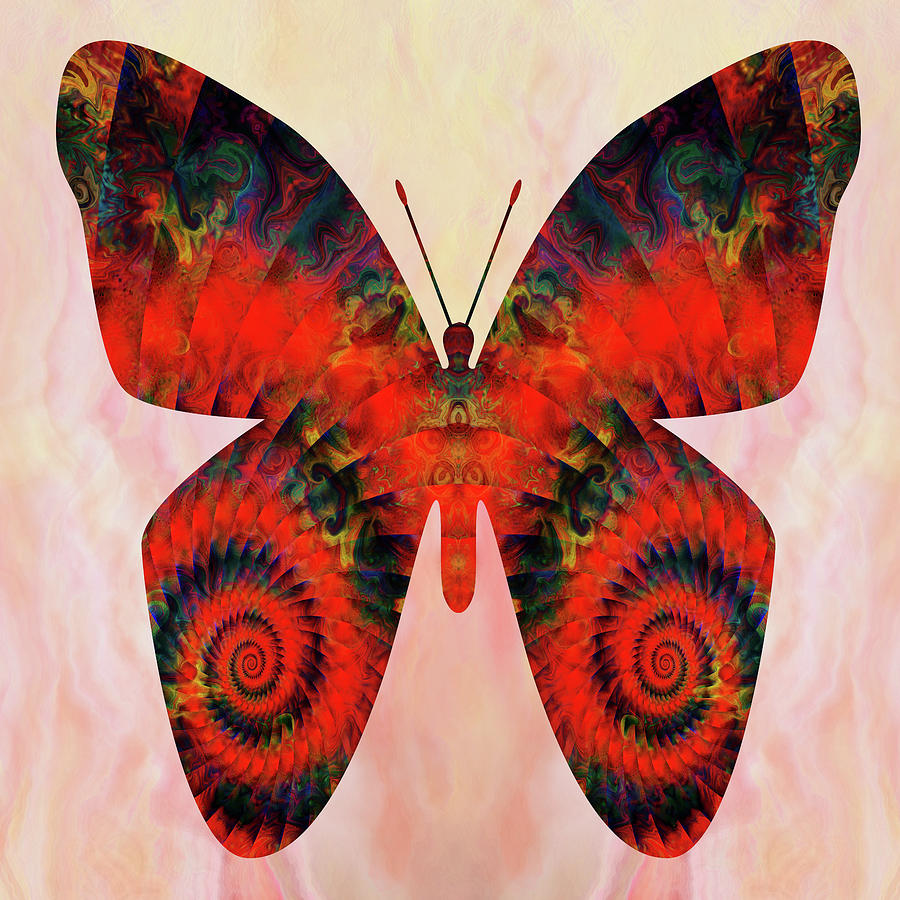 Red Fractal Butterfly Digital Art by Peggy Collins