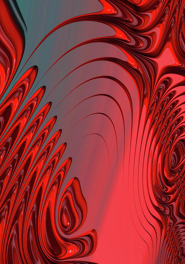 Red Fractal Modern Abstract Math Art Digital Art