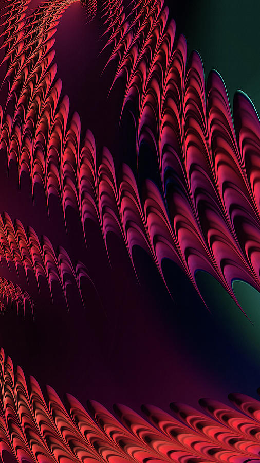 Red Fractal Ribbons of Light  Digital Art by Shelli Fitzpatrick