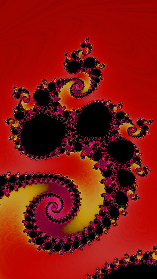 Red Fractal Spirals Balancing Act Digital Art by Shelli Fitzpatrick