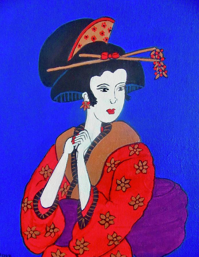 Geisha Painting - Red Geisha by Stephanie Moore