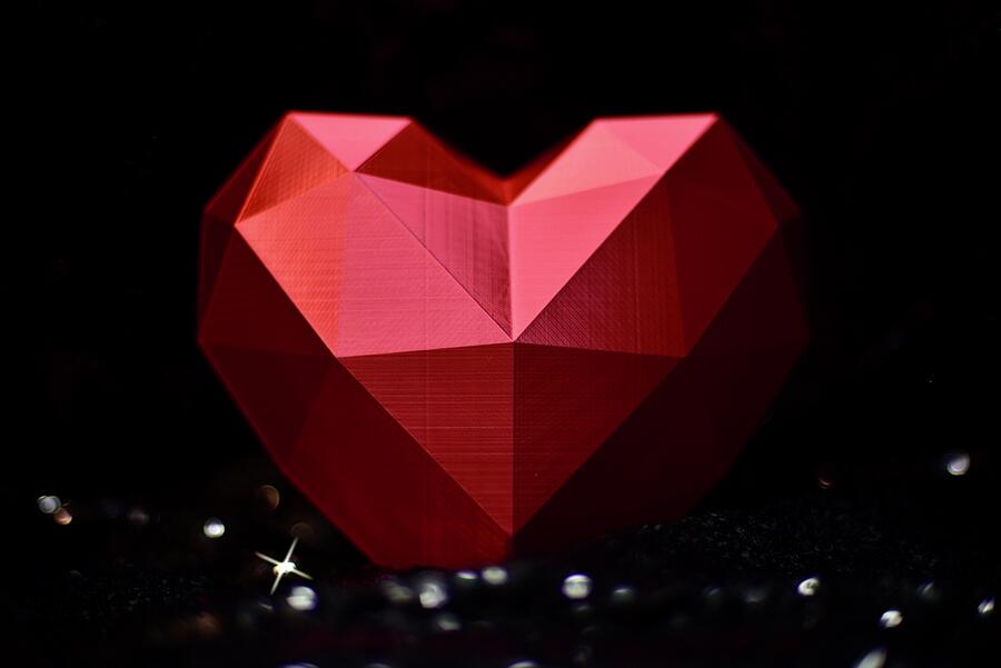 Red Geometric Heart Photograph