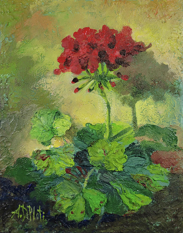 Flower Painting - Red Geranium  by Alena De Ploti
