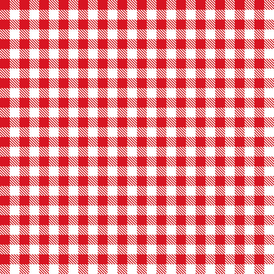 Red Gingham Cloth Fabric Pattern Drawing by Debela