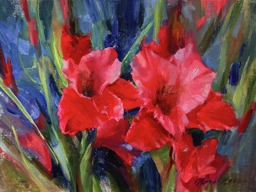Still Life Painting - Red Gladiolus by Anna Rose Bain