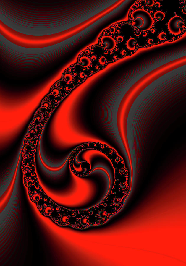 Red Glow Abstract Fractal Spiral Digital Art by Matthias Hauser