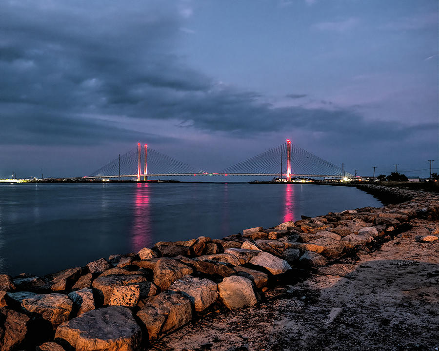 Red Glow at the Bridge Photograph by Bill Swartwout