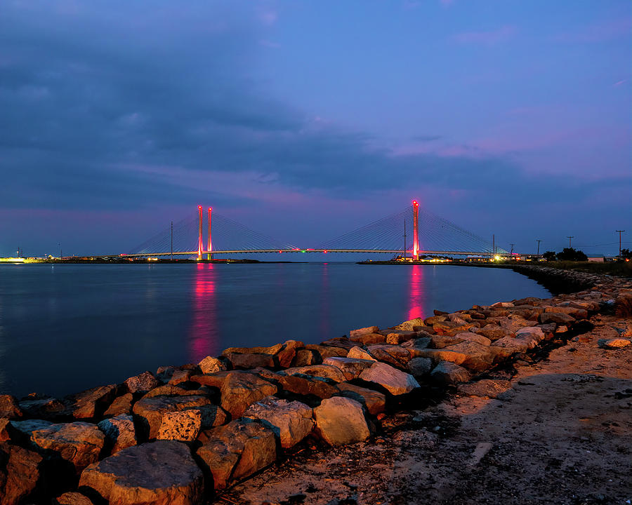 Red Glow at the Indian River Bridge Photograph by Bill Swartwout