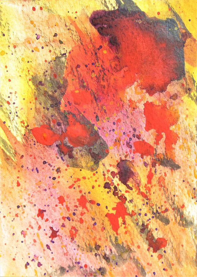 Red Gold Splatter Painting
