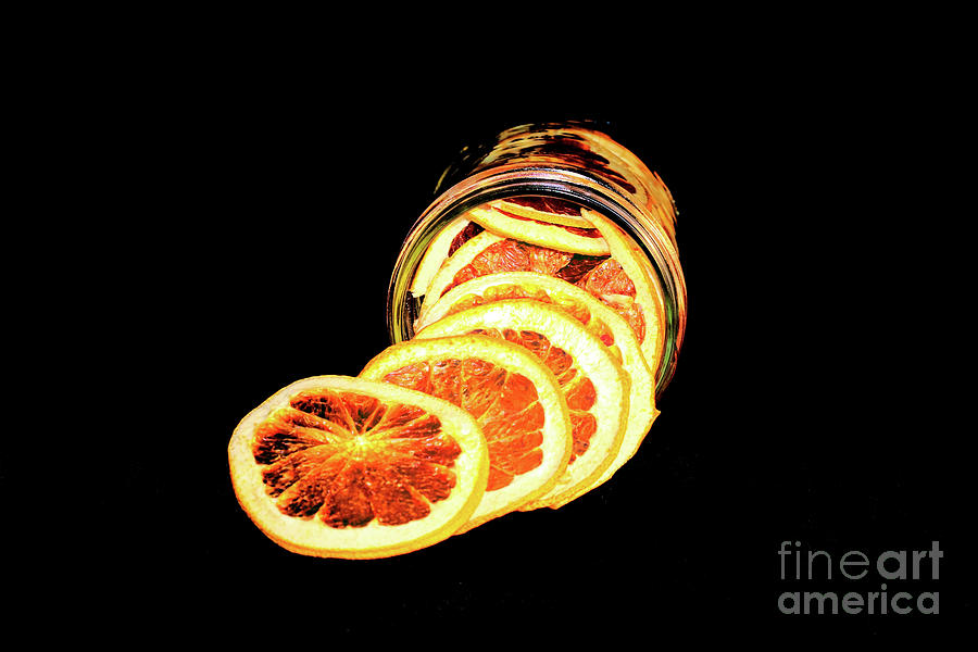 Red Grapefruit In A Mason Jar Photograph by Karen Silvestri