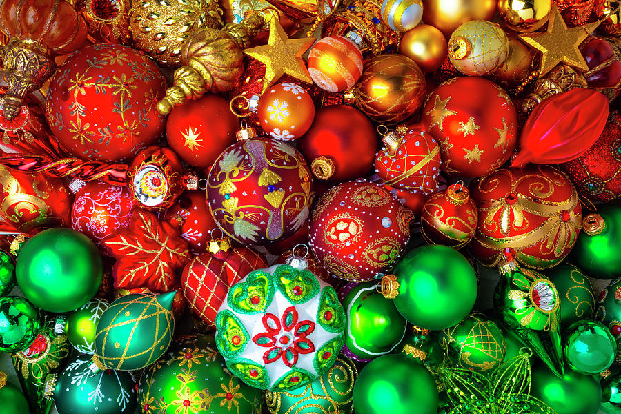 Red Green Gold Christmas Ornaments Photograph by Garry Gay - Fine Art ...