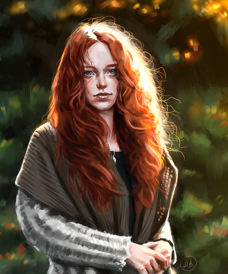 Red hair girl - portrait Digital Art by Darko B