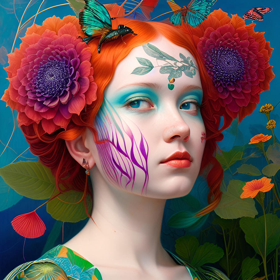 Red Haired Goddess Digital Art by Vennie Kocsis