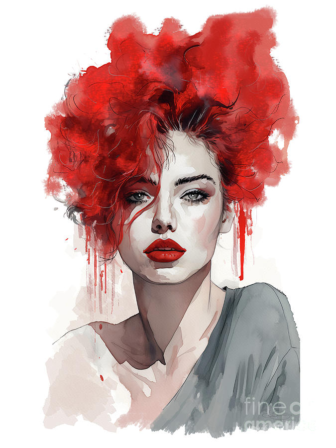 Red Haired Woman Portrait Digital Art by Shanina Conway