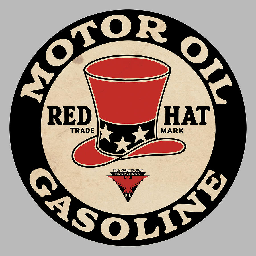 Red Hat Gasoline Logo Mixed Media by Greg Joens