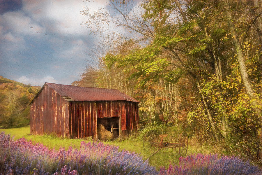 Red Hay Barn along the Creeper Trail Damascus Virginia Painting Photograph by Debra and Dave Vanderlaan