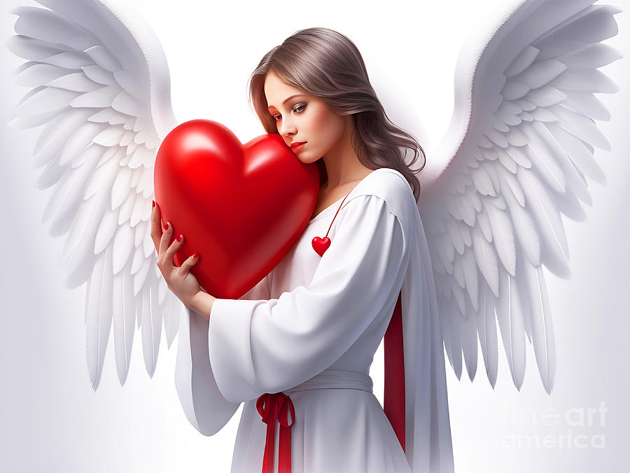 Red Heart Angel III Digital Art by Munir Alawi