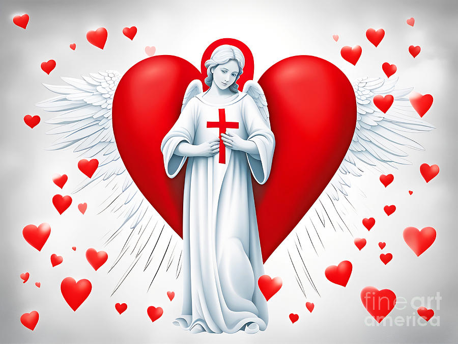 Red Heart Angel IV Digital Art by Munir Alawi