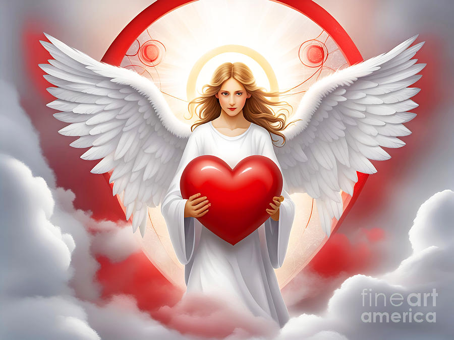 Red Heart Angel VII Digital Art by Munir Alawi