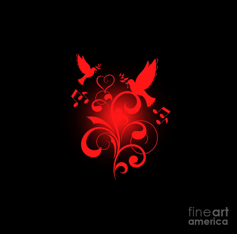 Red Heart Doves Digital Art by Tina Hopkins