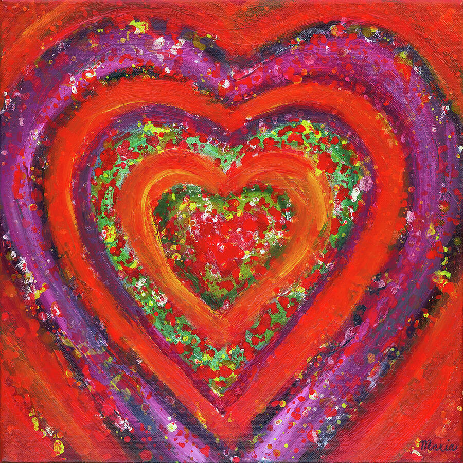 Red Heart Painting by Maria Meester