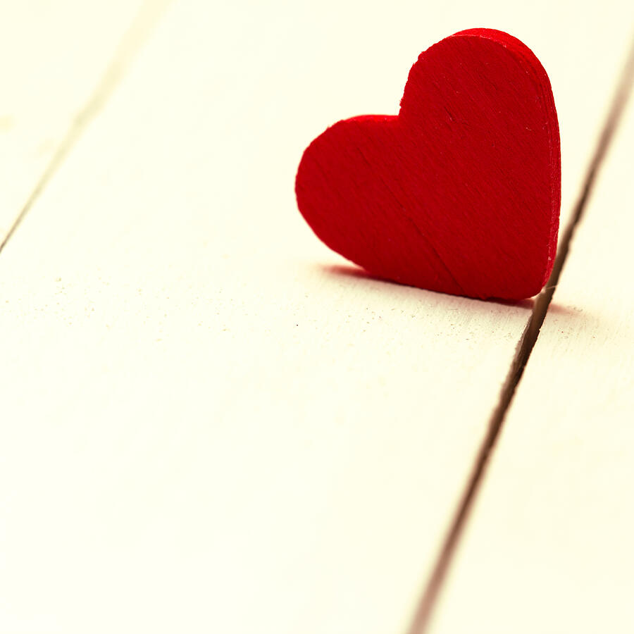 Red Heart On Wooden Background. Photograph by Narloch-liberra
