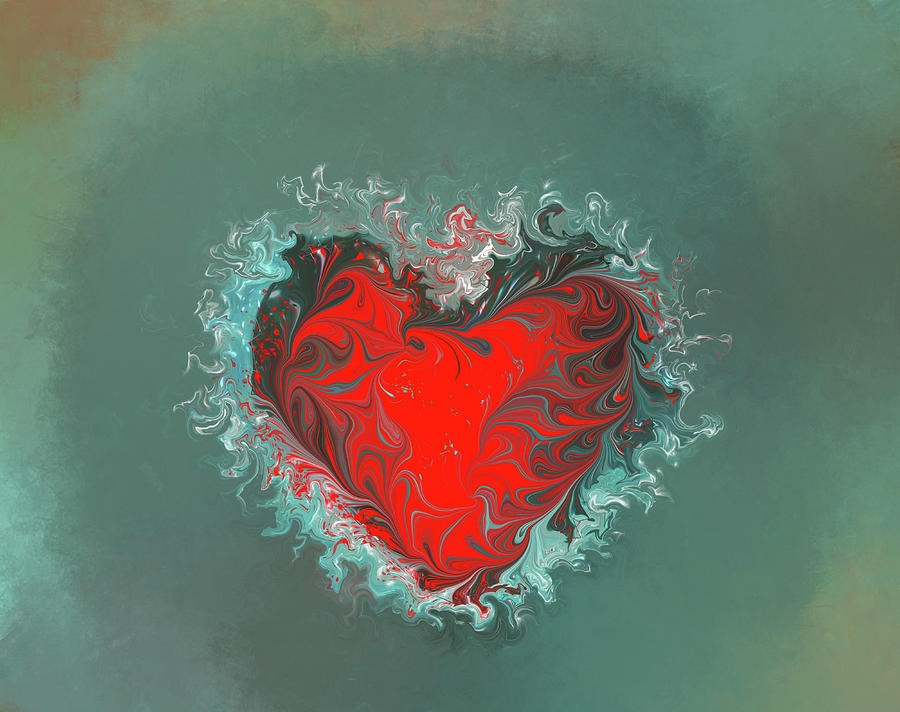 Red Heart Swirls Digital Art by Linda Sannuti