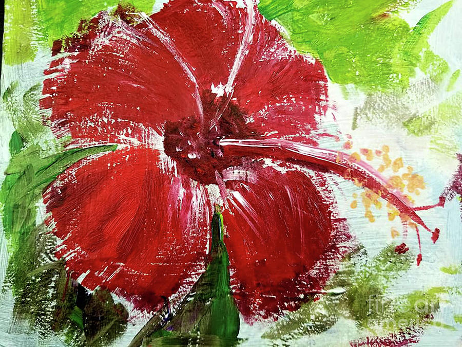 Red Hibiscus Flower Painting