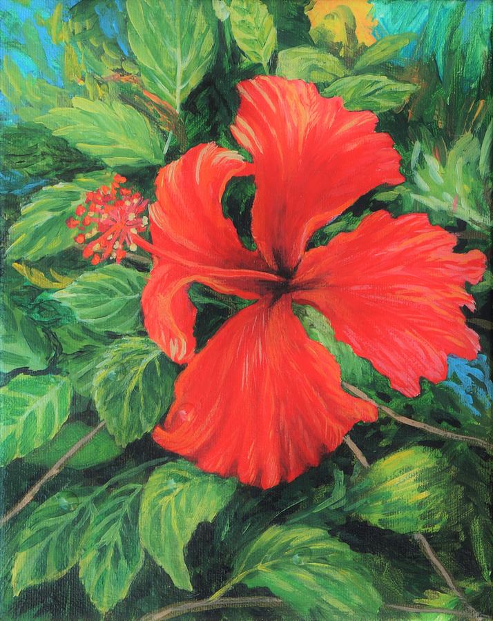 Red Hibiscus Painting by Rose Wark - Fine Art America
